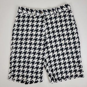 ⛳ LOUDMOUTH Black & White Houndstooth Big Buzz Golf Shorts, Flat Front, Size 32